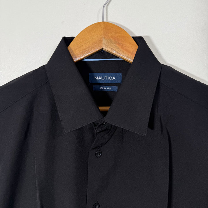 NAUTICA SLIM FIT PERFORMANCE SHIRT BLACK COLOUR WITH STRETCH
