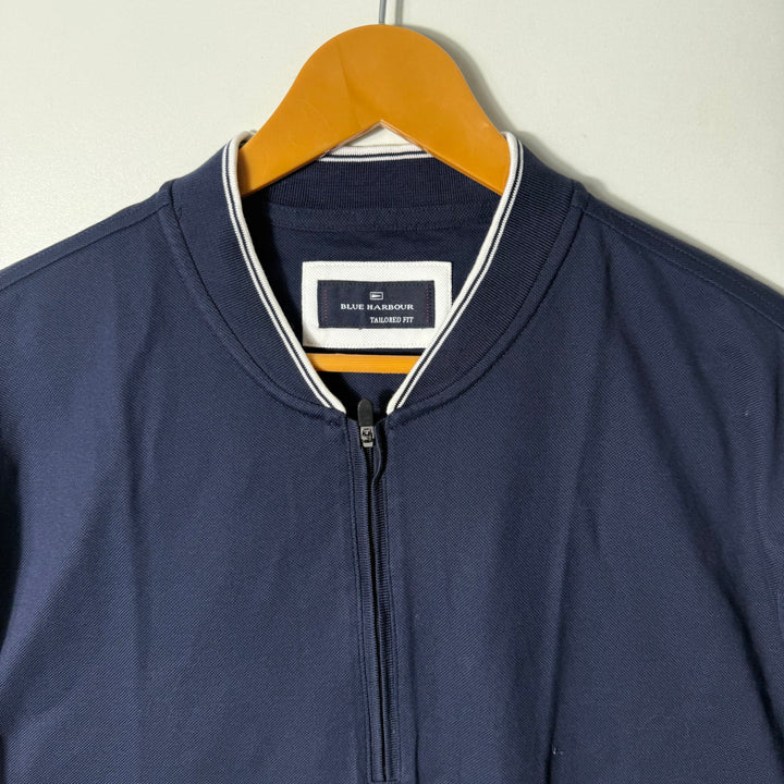 BLUE HARBOUR BEN COLLAR COTTON TSHIRT BLUE COLOUR