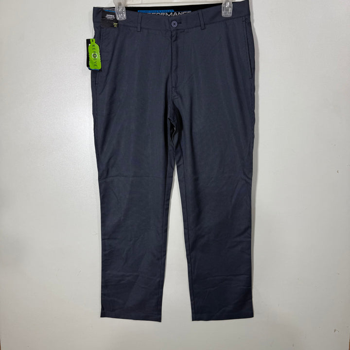 ROUNDTREE & YORKE STRAIGHT FIT FLAT FRONT CHECKERED  PERFORMANCE PANT BRAND NEW  WITH STRETCH GREY COLOUR