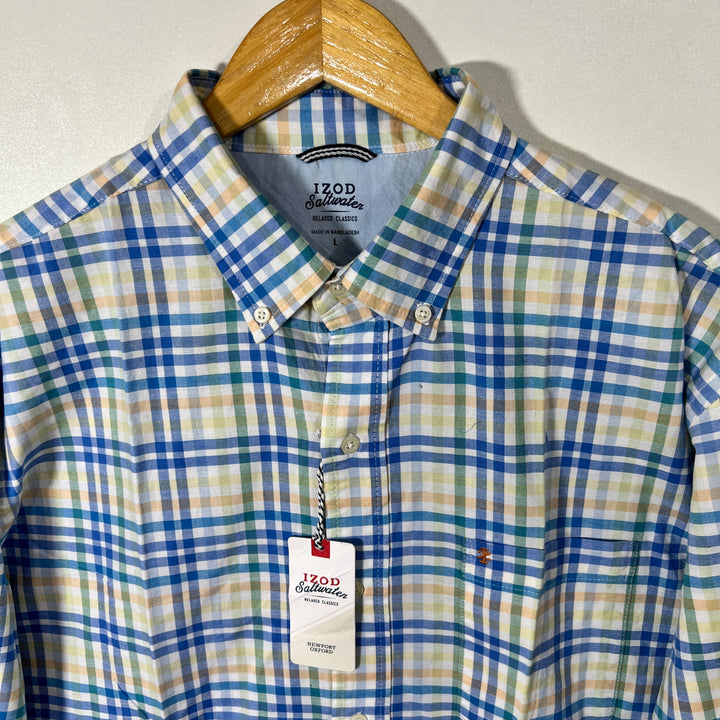 IZOD BUTTON DOWN CHECKERED SHIRT BRAND NEW