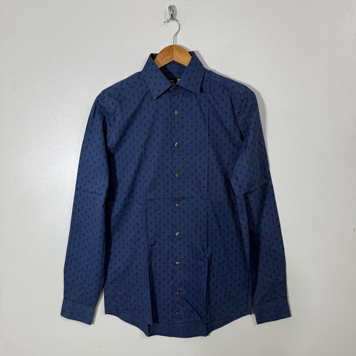 J FERRAR SLIM FIT PRINTED COTTON SHIRT WITH STRETCH