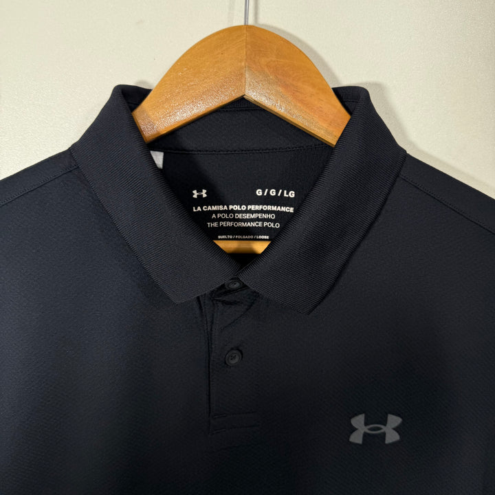 UNDER ARMOUR PERFORMANCE SPORT POLO TSHIRT BLACK COLOUR