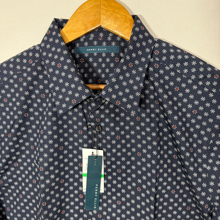 PERRY ELLIS PRINTED HALF SLEEVES COTTON SHIRT BRAND NEW
