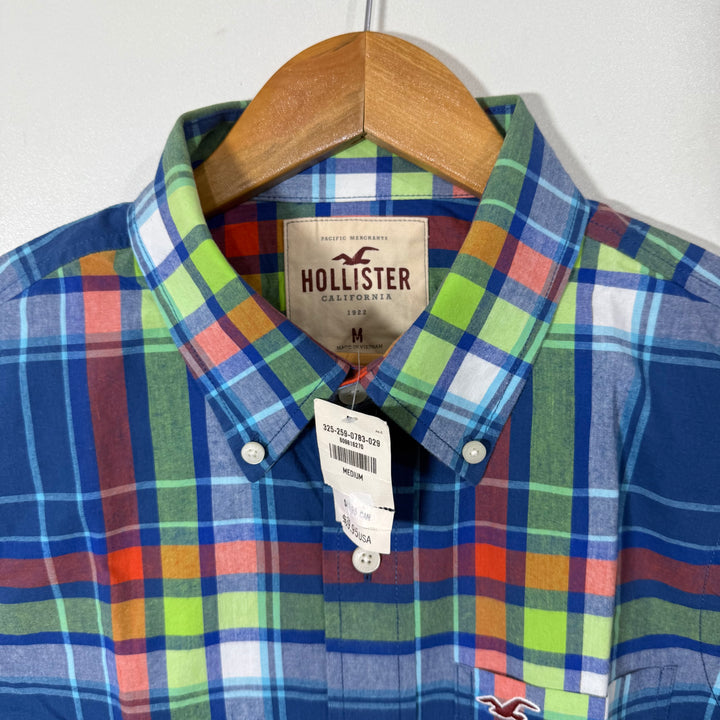 HOLLISTER BUTTON DOWN CHECKERED OXFORD  COTTON SHIRT BRAND NEW