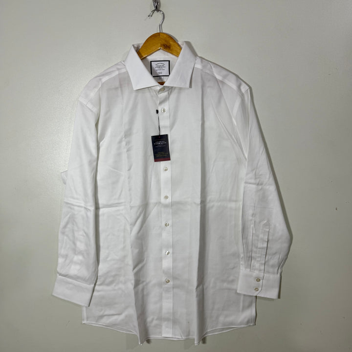 CHARLES TYRWHITT NON IRON COTTON STRETCH OXFORD SHIRT BRAND NEW WHITE COLOUR