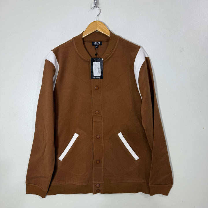 BOOHOOMAN BEN COLLAR FLEECE VARSITY JACKET BRAND NEW