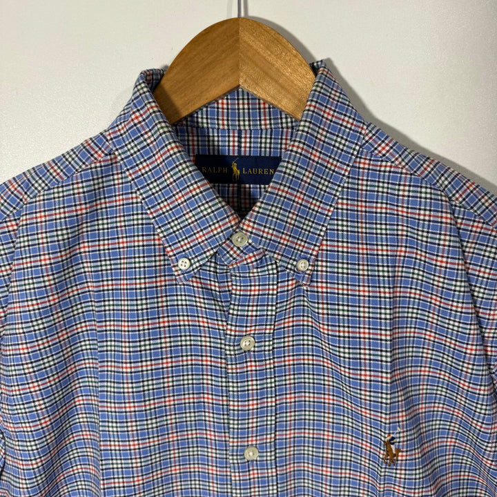 RALPH LAUREN POLO BUTTON DOWN OXFORD  COTTON CHECKERED SHIRT