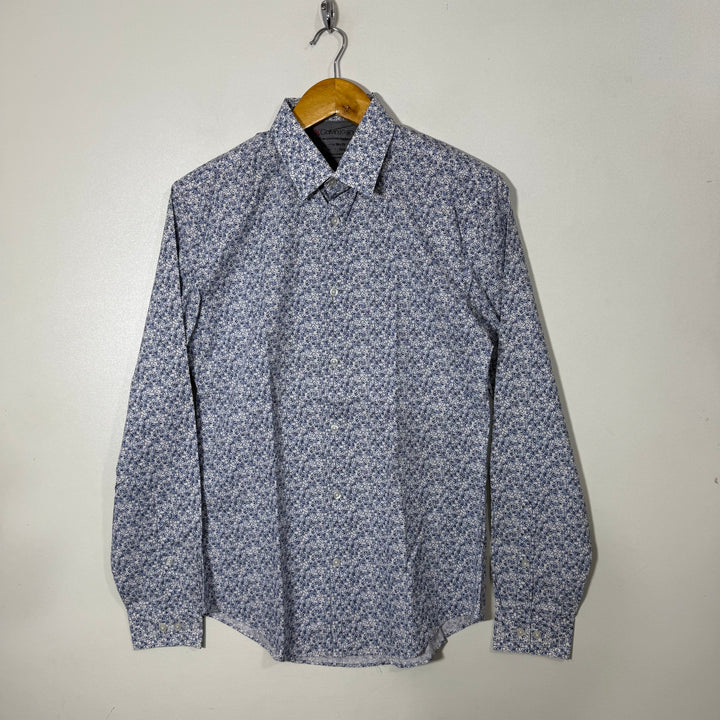CALVIN KLEIN SLIM FIT PRINTED COTTON SHIRT WITH STRETCH