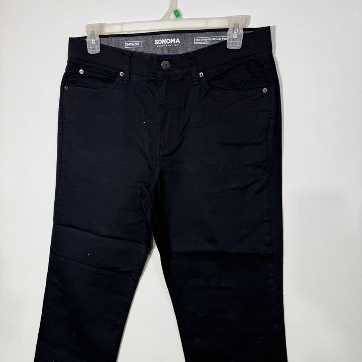 SONOMA STRAIGHT FIT STRETCH WAISTBAND COTTON JEANS WITH STRETCH BLACK COLOUR