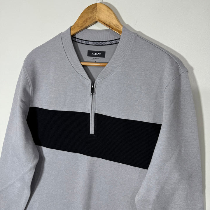 ALFANI BEN COLLAR HALF ZIP SPORT PULLOVER WITH STRETCH