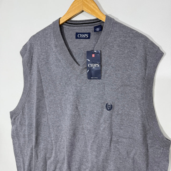 CHAPS V NECK SLEEVES LESS COTTON SWEATER BRAND NEW