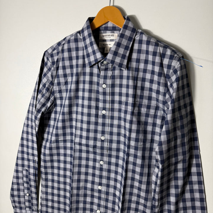 GOOD THREADS BUTTON DOWN COTTON CHECKERED SHIRT WITH STRETCH