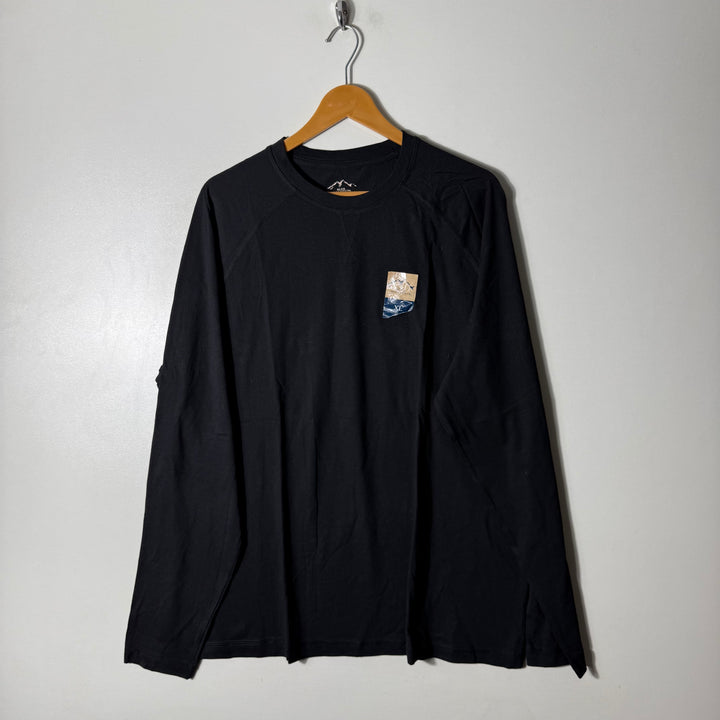 BLUE MOUNTAIN LONG SLEEVES COTTON TSHIRT BLACK COLOUR