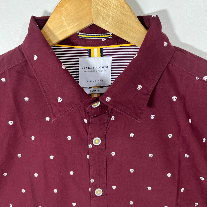 DENIM & FLOWER SLIM FIT HALF SLEEVES SHIRT