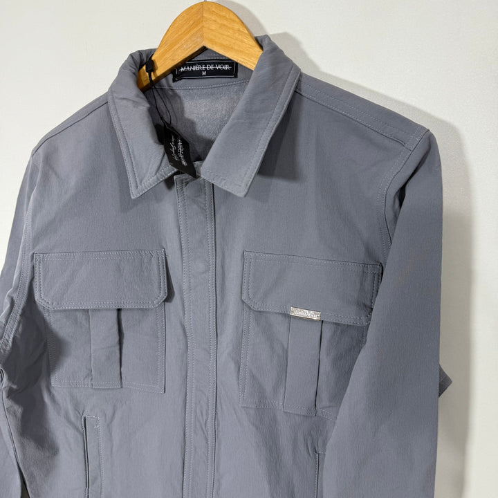 MANIERE DE VOIR SHIRT COLLAR 4 POCKETS JACKET BRAND NEW WITH STRETCH GREY COLOUR