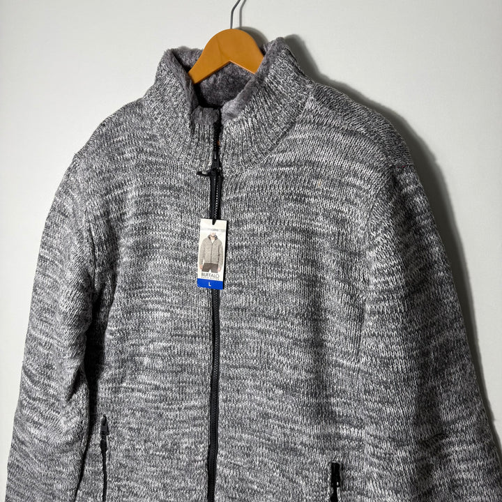 BUFFALO FULL ZIP KNITED SWEATER BRAND NEW INNER SHERPA LINNED