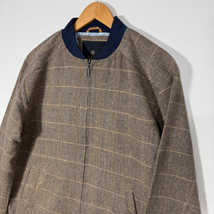 CAVANI BEN COLLAR CHECKERED BEN COLLAR BOMBER JACKET