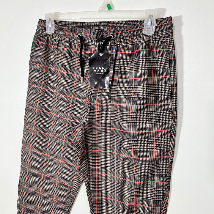 BOOHOOMAN SLIM FIT CHECKERED JOGGER PANT