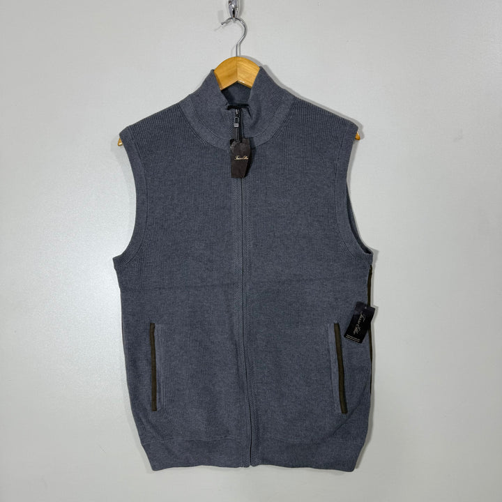 TASSO ELBA KNITED BACK SUEDE LATHER SLEEVES LESS SWEATER BRAND NEW