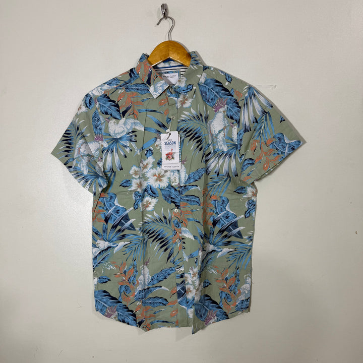 DENIM & FLOWER HALF SLEEVES COTTON SHIRT BRAND NEW
