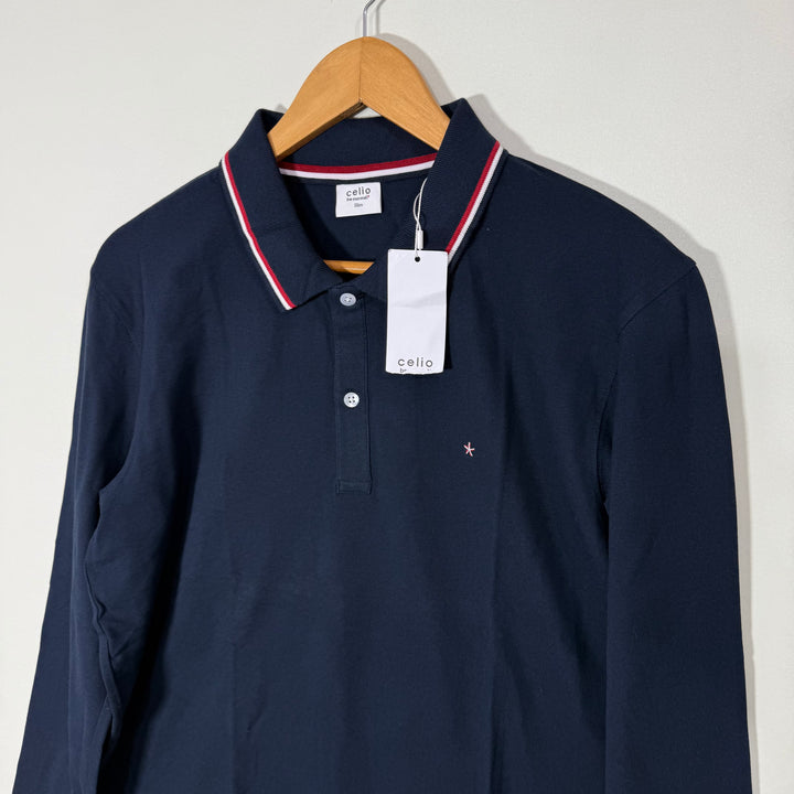 CELIO LONG SLEEVES COTTON POLO TSHIRT BRAND NEW BLUE COLOUR