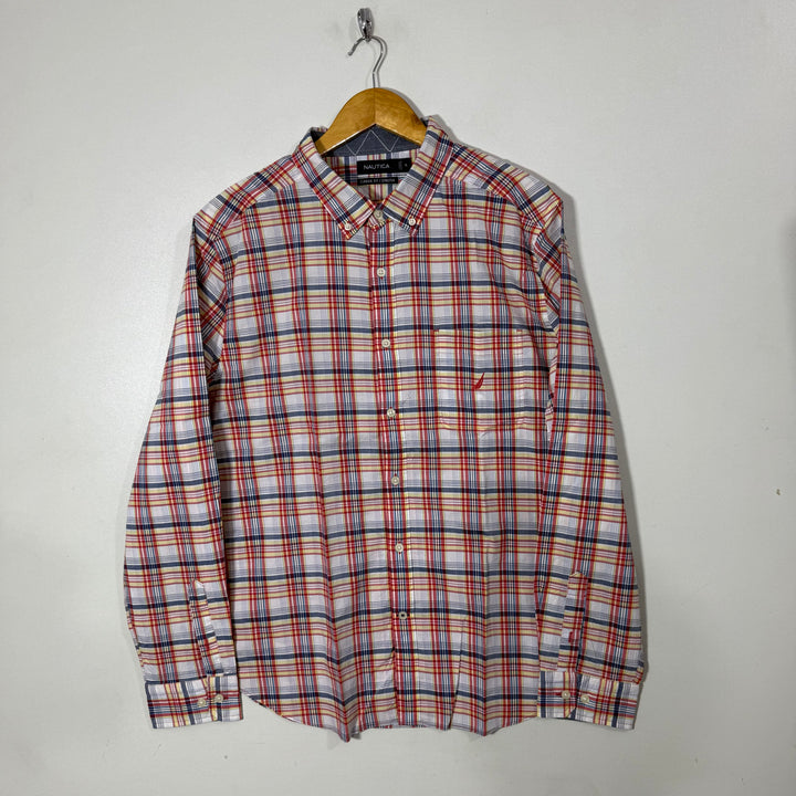NAUTICA CLASSIC FIT BUTTON DOWN CASUAL COTTON SHIRT WITH STRETCH