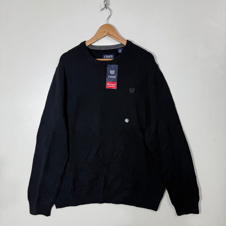 CHAPS KNITWEAR COTTON SWEATER BRAND NEW BLACK COLOUR