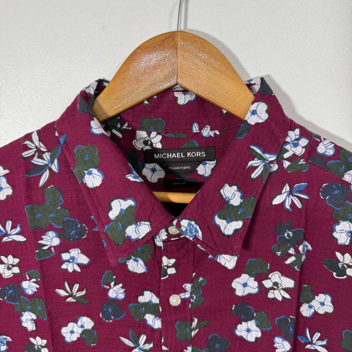 MICHAEL KORS SLIM FIT ITALIAN FABRIC PRINTED LINEN COTTON SHIRT