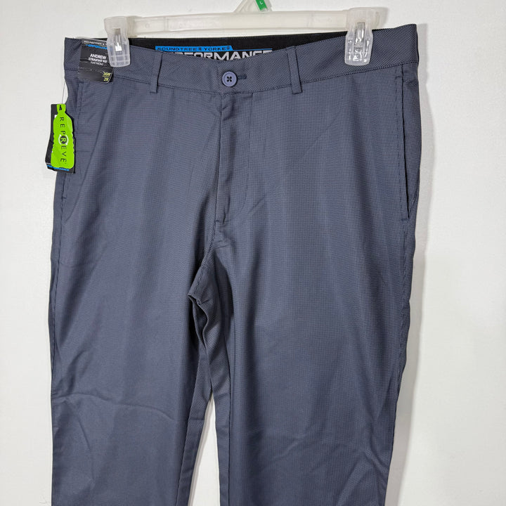 ROUNDTREE & YORKE STRAIGHT FIT FLAT FRONT CHECKERED  PERFORMANCE PANT BRAND NEW  WITH STRETCH GREY COLOUR