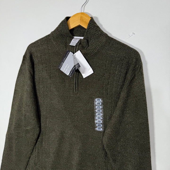 GEOFFREY BEENE EXTRA SOFT HALF ZIP ACRYLIC SWEATER BRAND NEW GREEN COLOUR