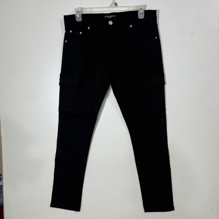 DENIM & RIVERTS SKINNY FIT CARGO PANT WITH STRETCH BLACK COLOUR