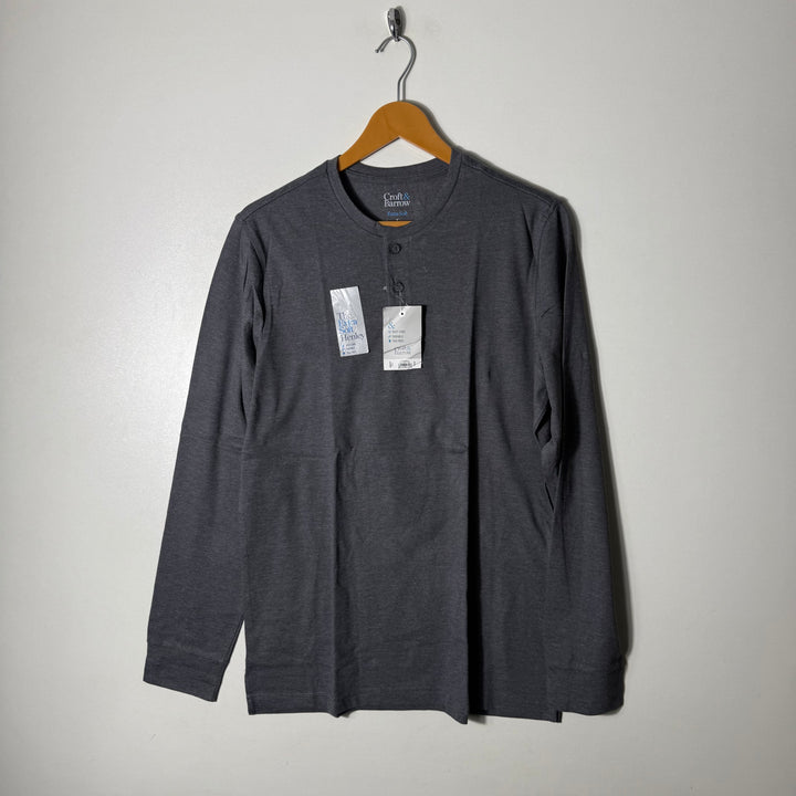 CROFT & BARROW HENLEY COLLAR LONG SLEEVES COTTON TSHIRT BRAND NEW GREY COLOUR
