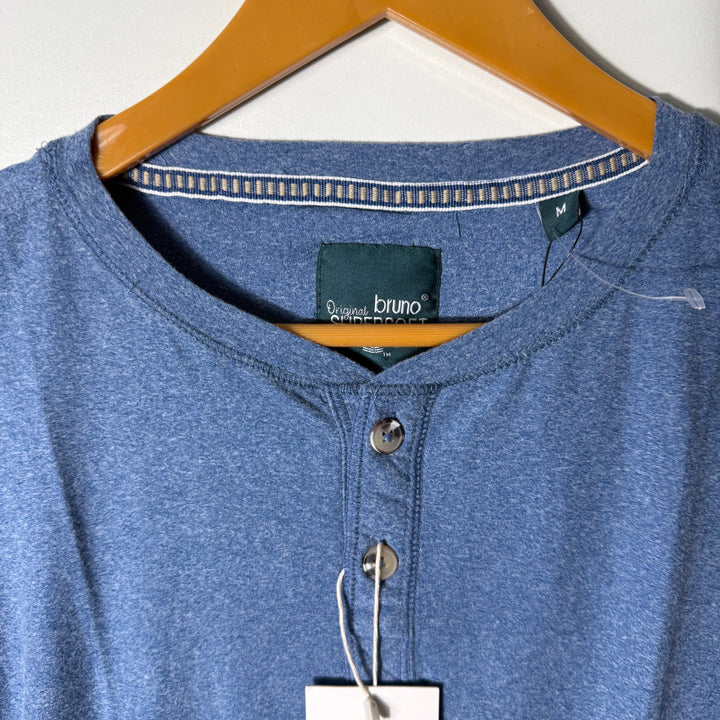 BRUNO SUPERSOFT HENLEY COLLAR LONG SLEEVES COTTON TSHIRT BRAND NEW
