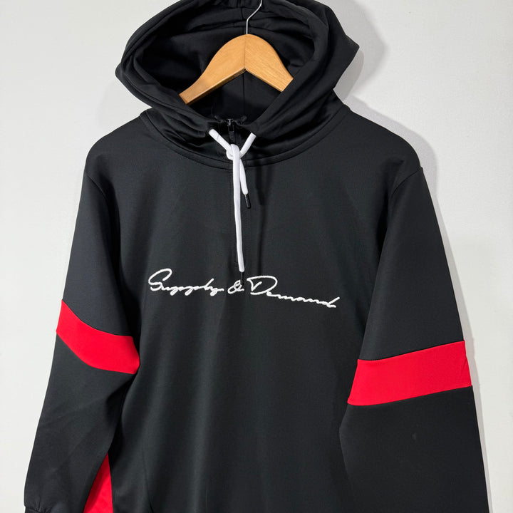 SUPPLY & DEMAND HALF ZIP SPORT HOODIE BLACK COLOUR