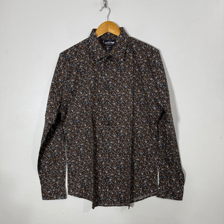 EXPRSS SLIM FIT PRINTED CASUAL COTTON SHIRT WITH STRETCH