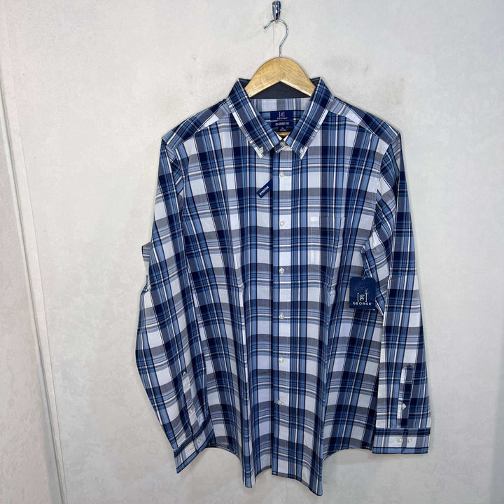 GEORGE CHECKERED BUTTON DOWN SHIRT BRAND NEW - JS BROTHERS 