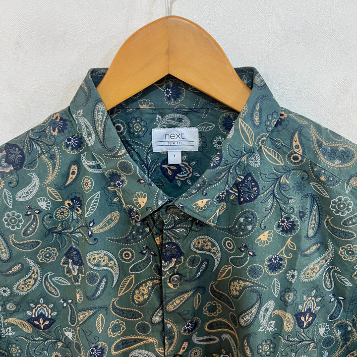 NEXT SLIM FIT PRINTED CASUAL COTTON SHIRT