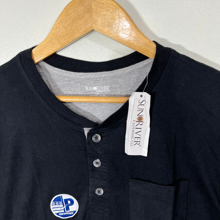 SUN RIVER HENLEY LONG SLEEVES COTTON TSHIRT BRAND NEW