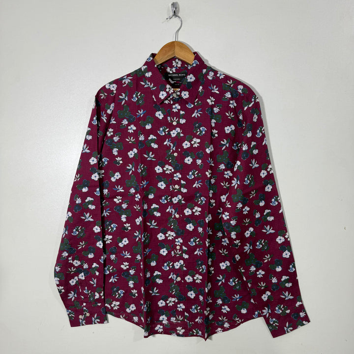MICHAEL KORS PRINTED ITALIAN FABRIC LINEN COTTON SHIRT