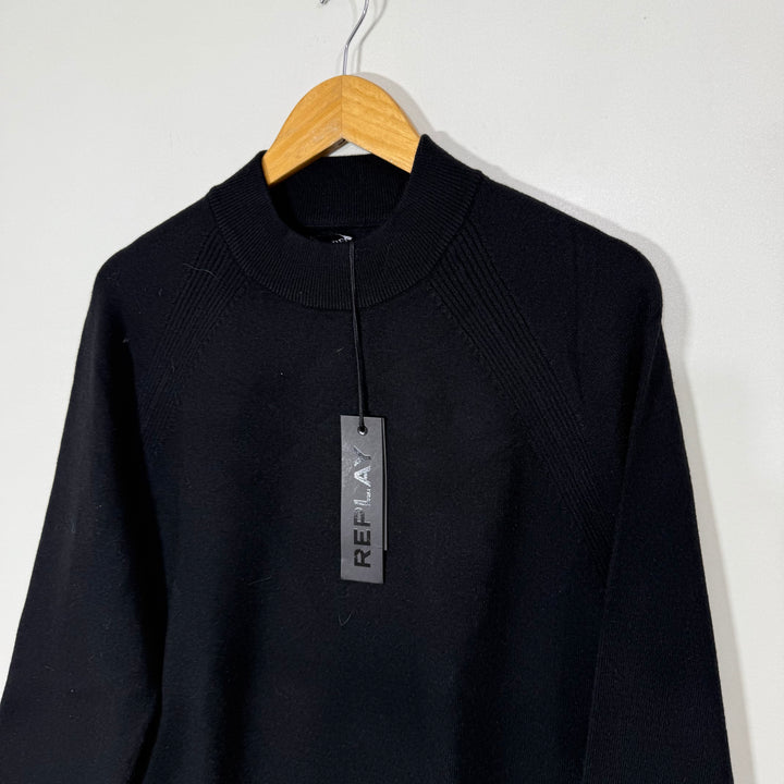REPLAY MOCK NECK SWEATER BRAND NEW BLACK COLOUR