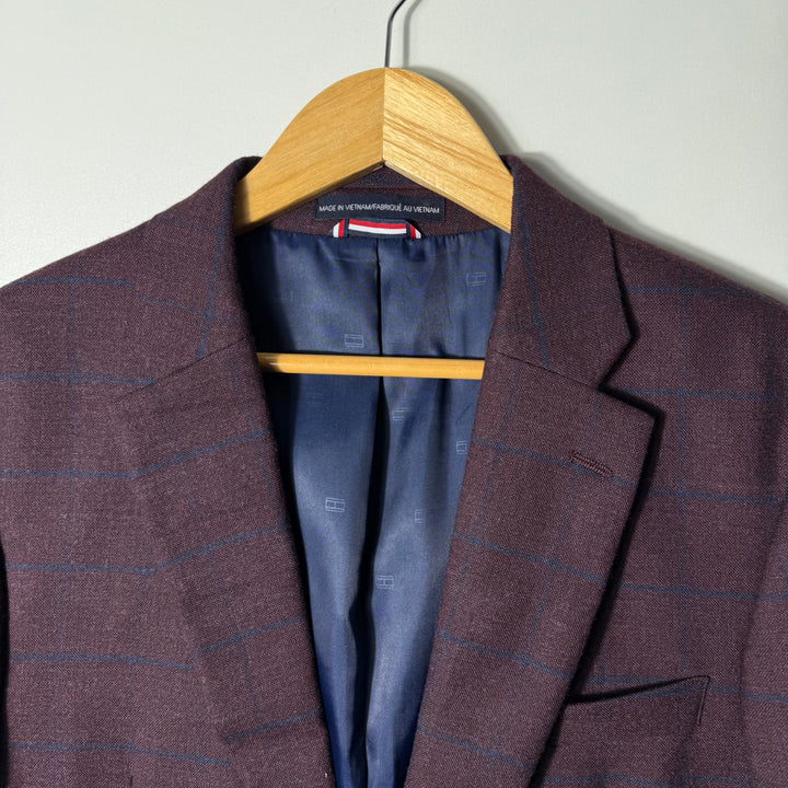 TOMMY HILFIGER WOOL CHECKERED BLAZER COAT