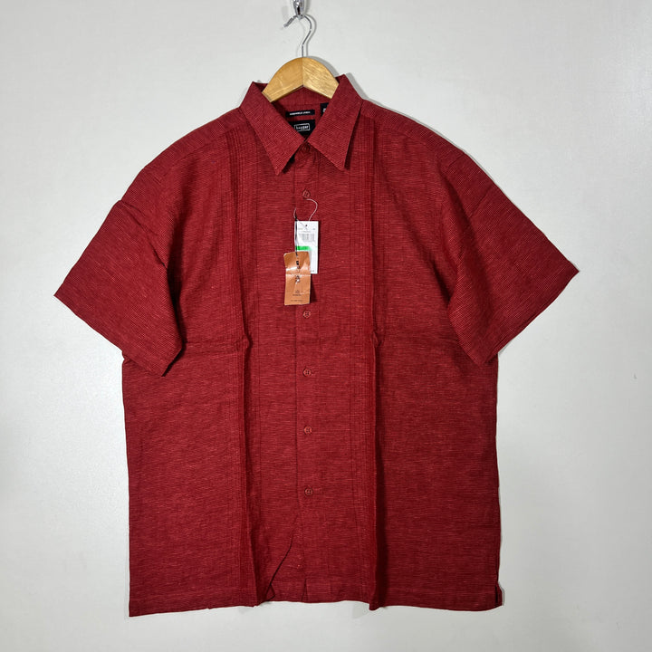 HAGGAR HALF SLEEVES WASHABLE LINEN SHIRT BRAND NEW