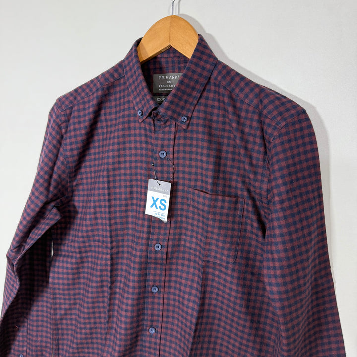 PRIMARK REGULAR FIT FLANNEL COTTON BUTTON DOWN CHECKERED SHIRT BRAND NEW