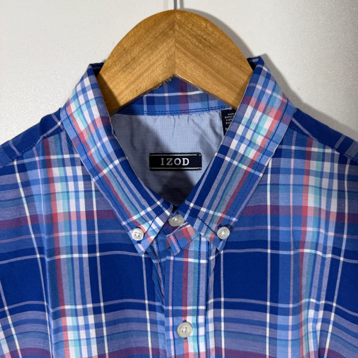 IZOD BUTTON DOWN COTTON CHECKERED SHIRT BRAND NEW