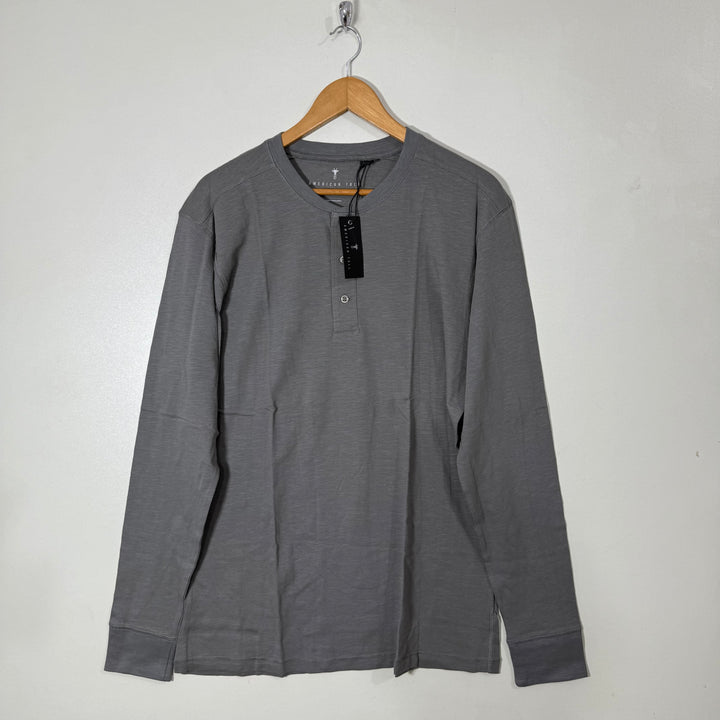 AMERICAN TALL HENLEY COLLAR LONG SLEEVES COTTON TSHIRT BRAND NEW