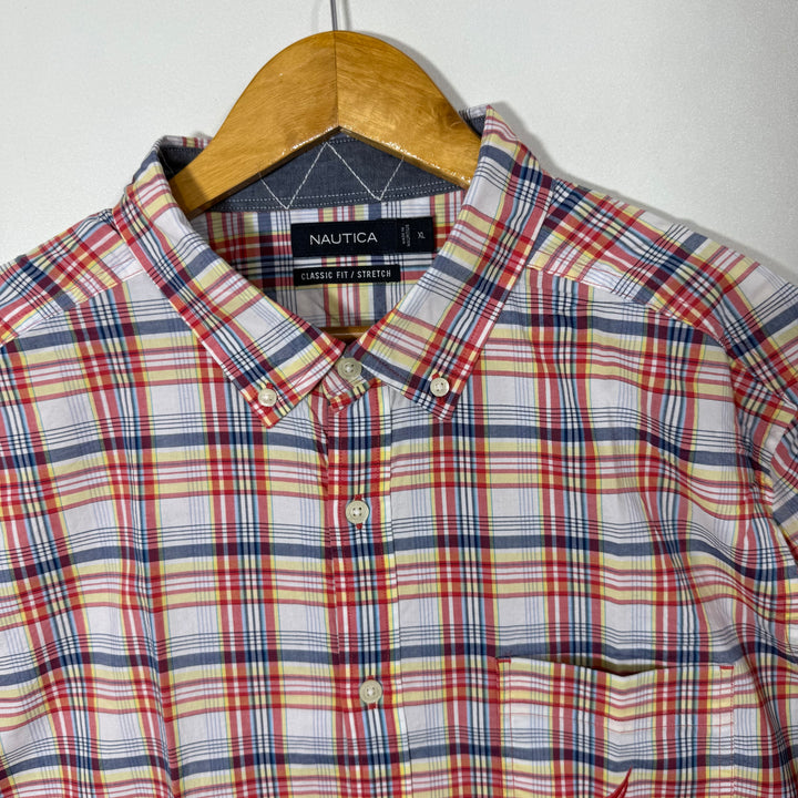 NAUTICA CLASSIC FIT BUTTON DOWN CASUAL COTTON SHIRT WITH STRETCH
