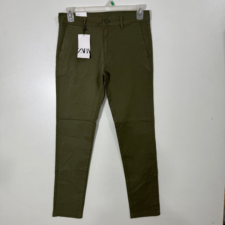 ZARA SKINNY FIT COTTON CHINO PANT BRAND NEW WITH STRETCH GREEN COLOUR