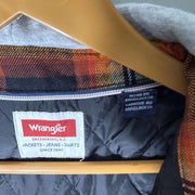 WRANGLER DOUBLE POCKETS FLANNEL CHECKERED INNER QUILTED PUFFER SHIRT STYLE JACKET BRAND NEW WITH HOOD