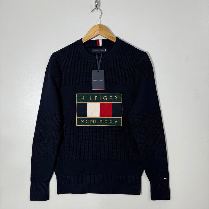 TOMMY HILFIGER KNITED COTTON SWEATER BRAND NEW BLUE COLOUR