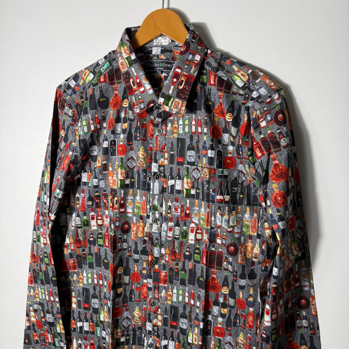 PAISLEY & GRAY SLIM FIT PRINTED CASUAL COTTON SHIRT WITH STRETCH